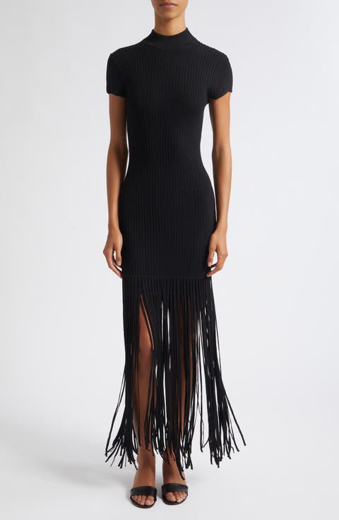 Jada Mock Neck Fringe Minidress
