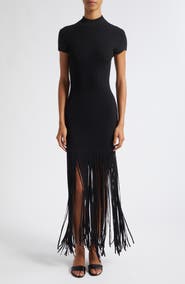 Toccin Jada Mock Neck Fringe Minidress