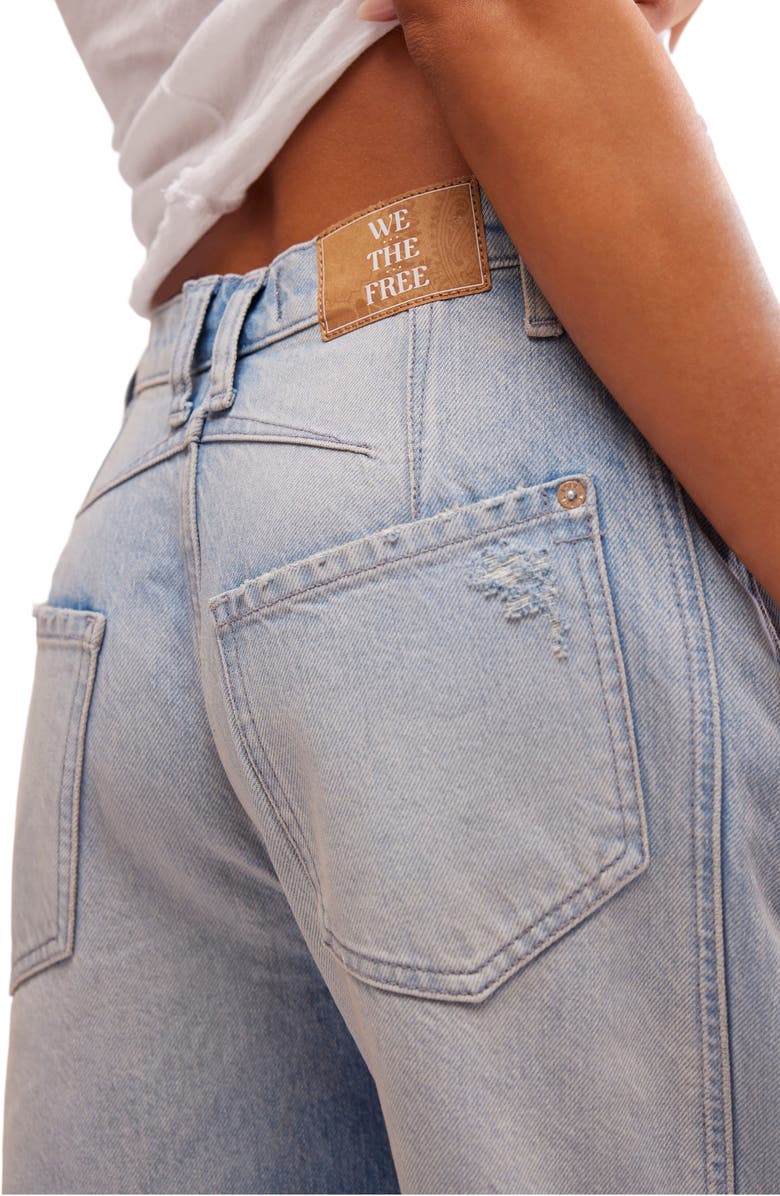 Free People We the Free Good Luck Mid Rise Barrel Leg Jeans, Alternate, color, Barnyard Blue