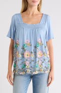 Forgotten Grace Embroidered Mesh Overlay Top