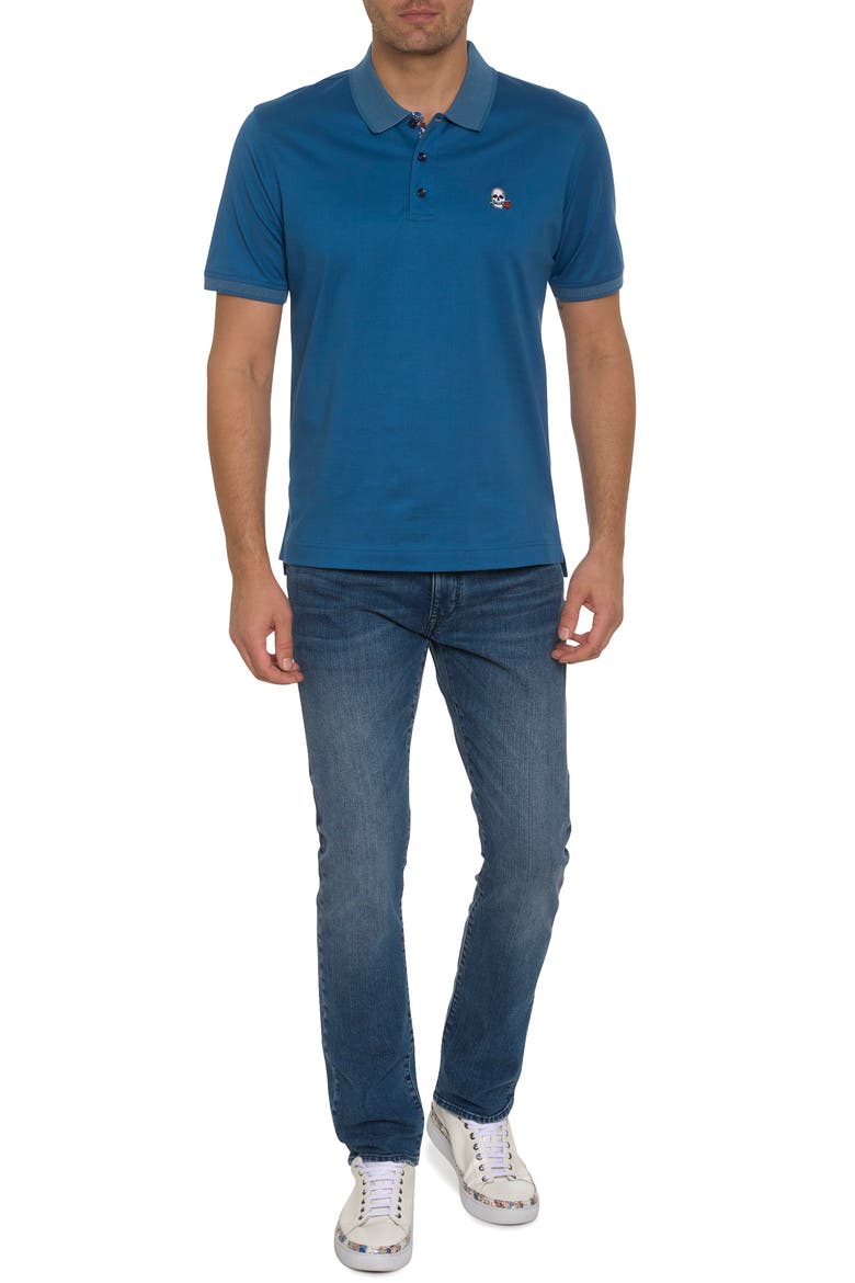 Archie 2 Skull Appliqué Polo, Alternate, color, INDIGO