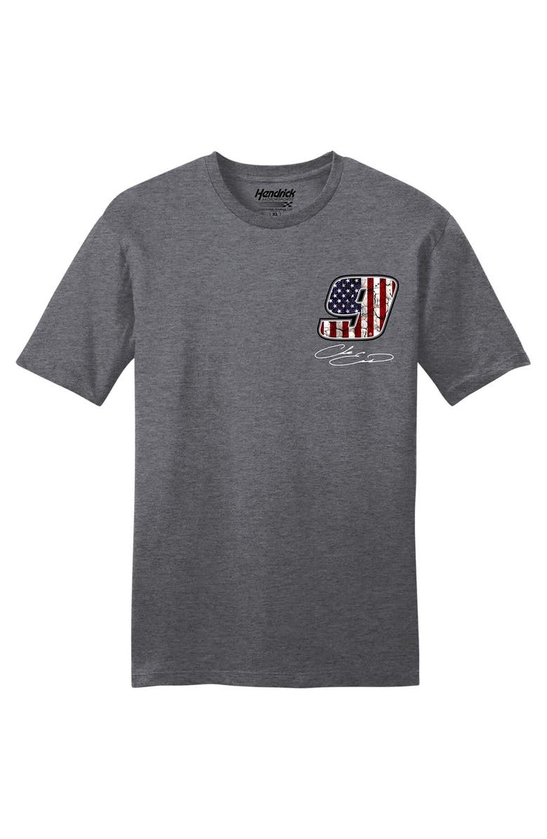HENDRICK MOTORSPORTS TEAM COLLECTION Men's Hendrick Motorsports Team Collection Heather Charcoal Chase Elliott Flag T-Shirt, Alternate, color, 