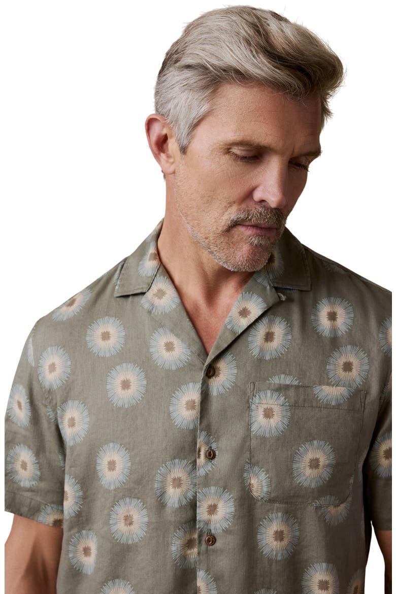 Breeze Linen Blend Camp Shirt, Alternate, color, ISLAND OLIVE FIREWORKS