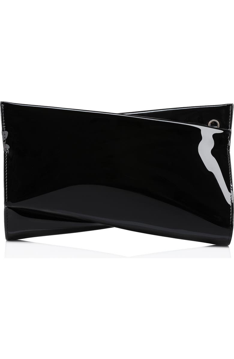 Christian Louboutin Small Loubitwist Patent Leather Clutch, Alternate, color, Black