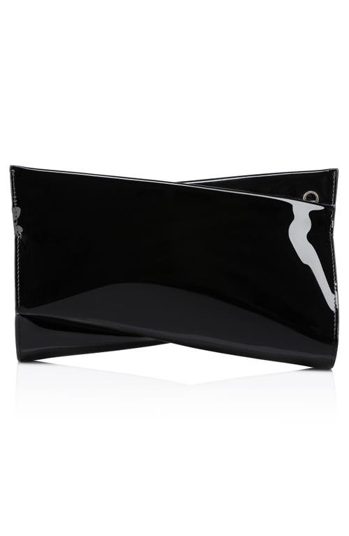 Christian Louboutin Small Loubitwist Patent Leather Clutch In Black