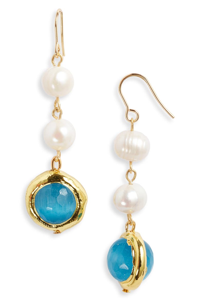 Freshwater Pearl Drop Earrings, Main, color, GOLD