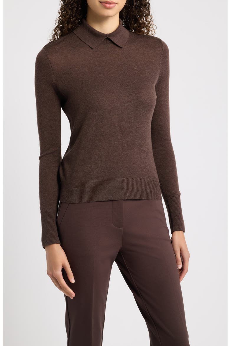 Karli Collared Sweater, Main, color, CHOCOLATE