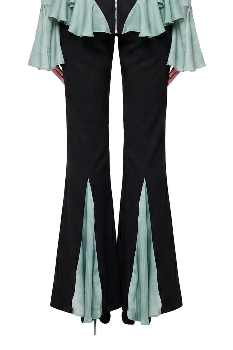 The Party Edit Contrast Chiffon Detail Pants, Alternate, color, BROWN