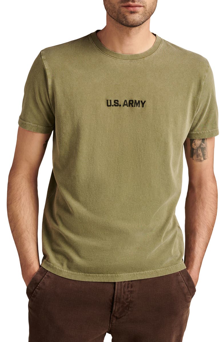 Lucky Brand Embroidered Army Logo T-Shirt, Main, color, Four Leaf Clover