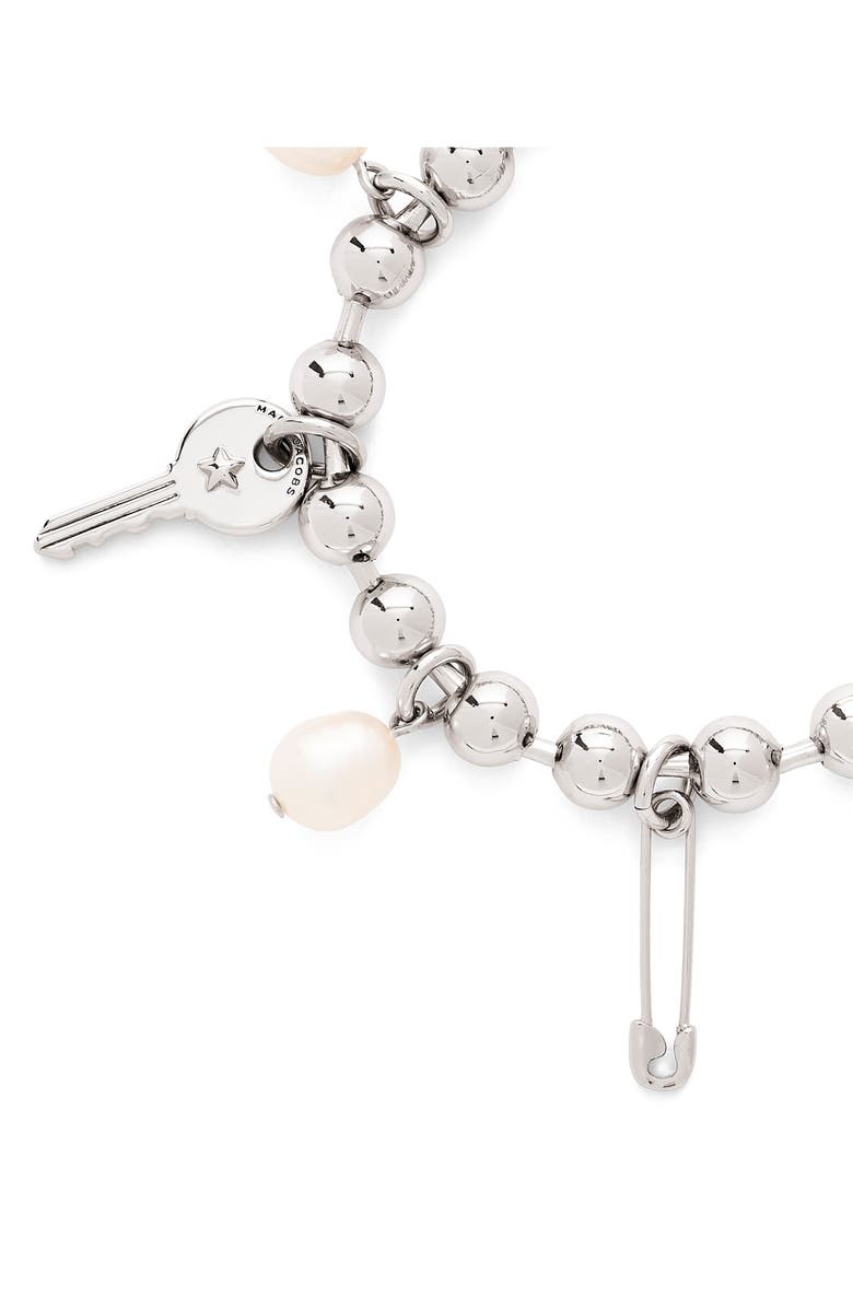 Marc Jacobs Punk Beauty Faux Pearl Charm Bracelet, Alternate, color, Silver/ Multi