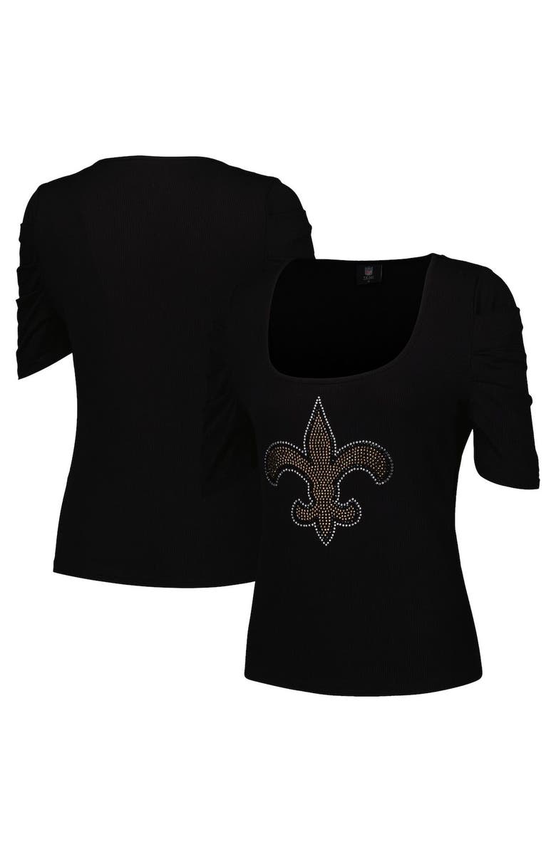 CUCE Women's Cuce Black New Orleans Saints Puff Sleeve Square Neck Top, Main, color, 