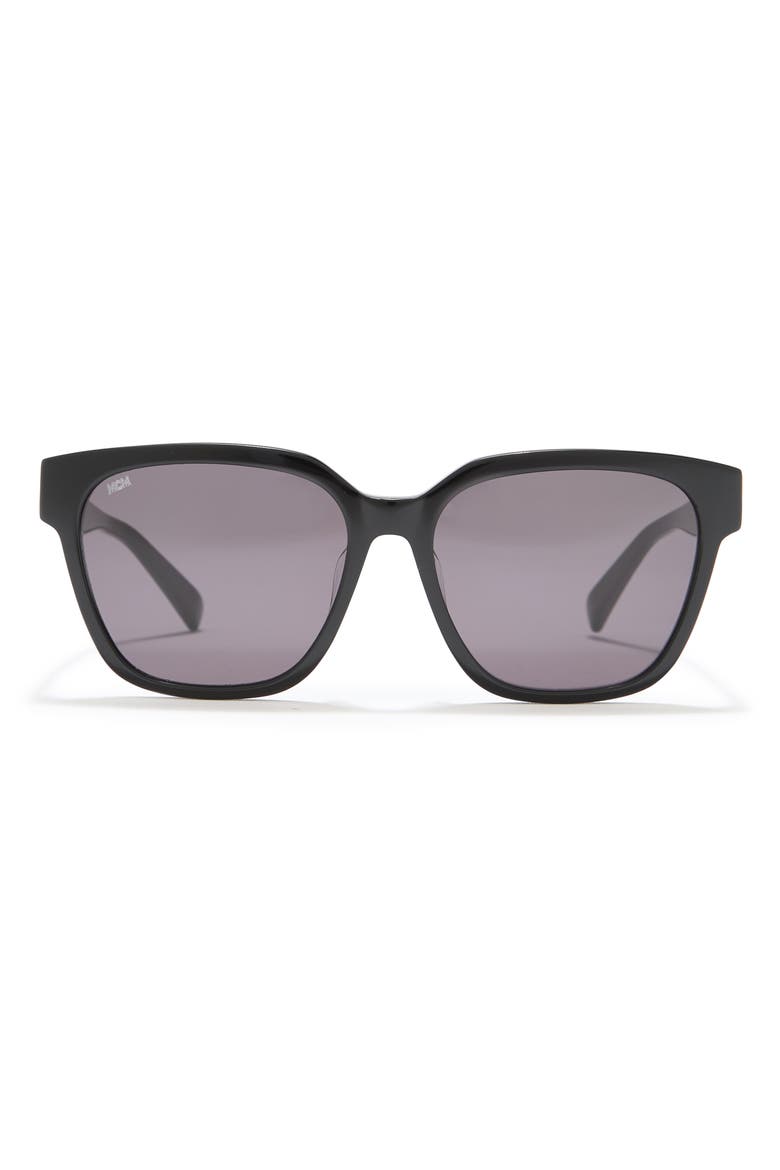 57mm Modified Rectangle Sunglasses, Main, color, BLACK/ BLACK VISETOS