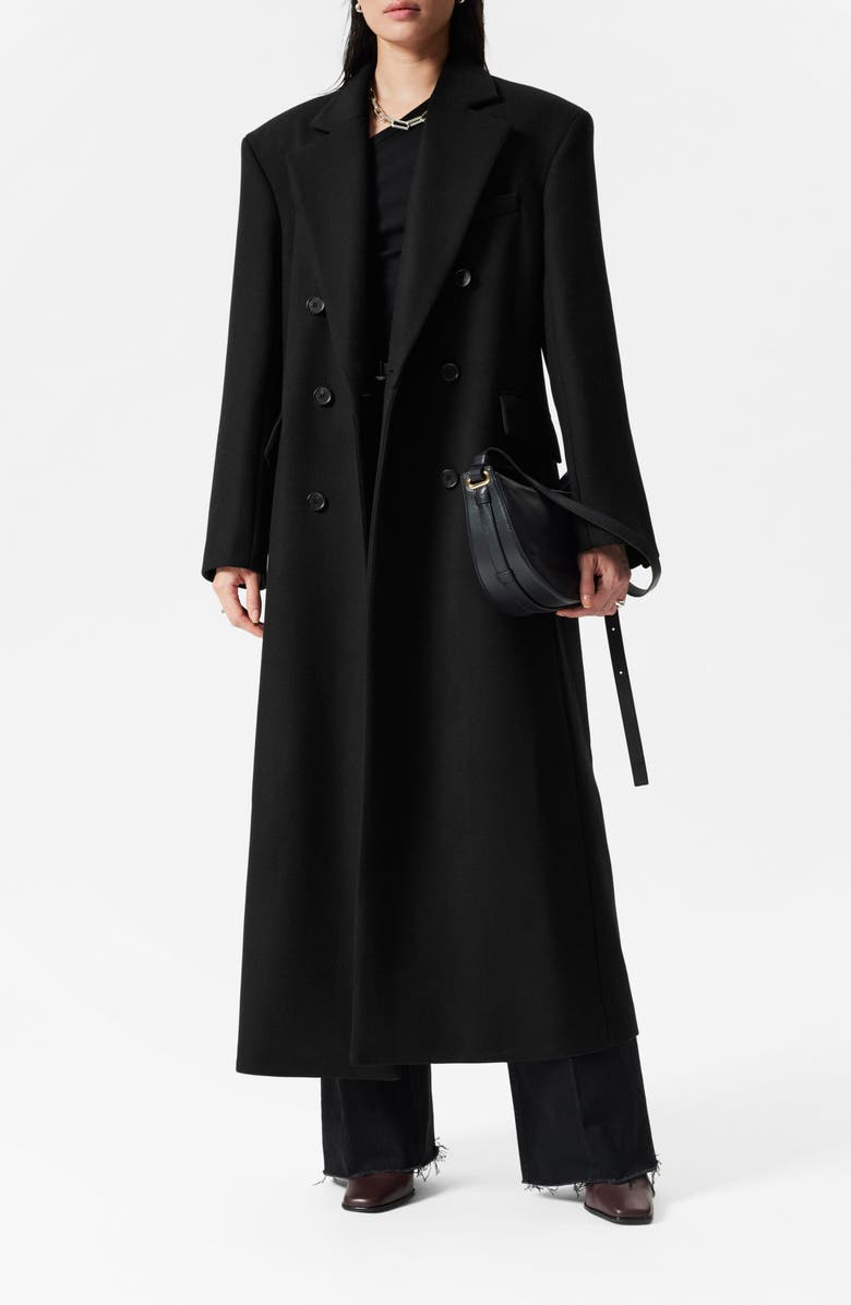 & Other Stories Longline Double Breasted Coat, Main, color, Black Dark