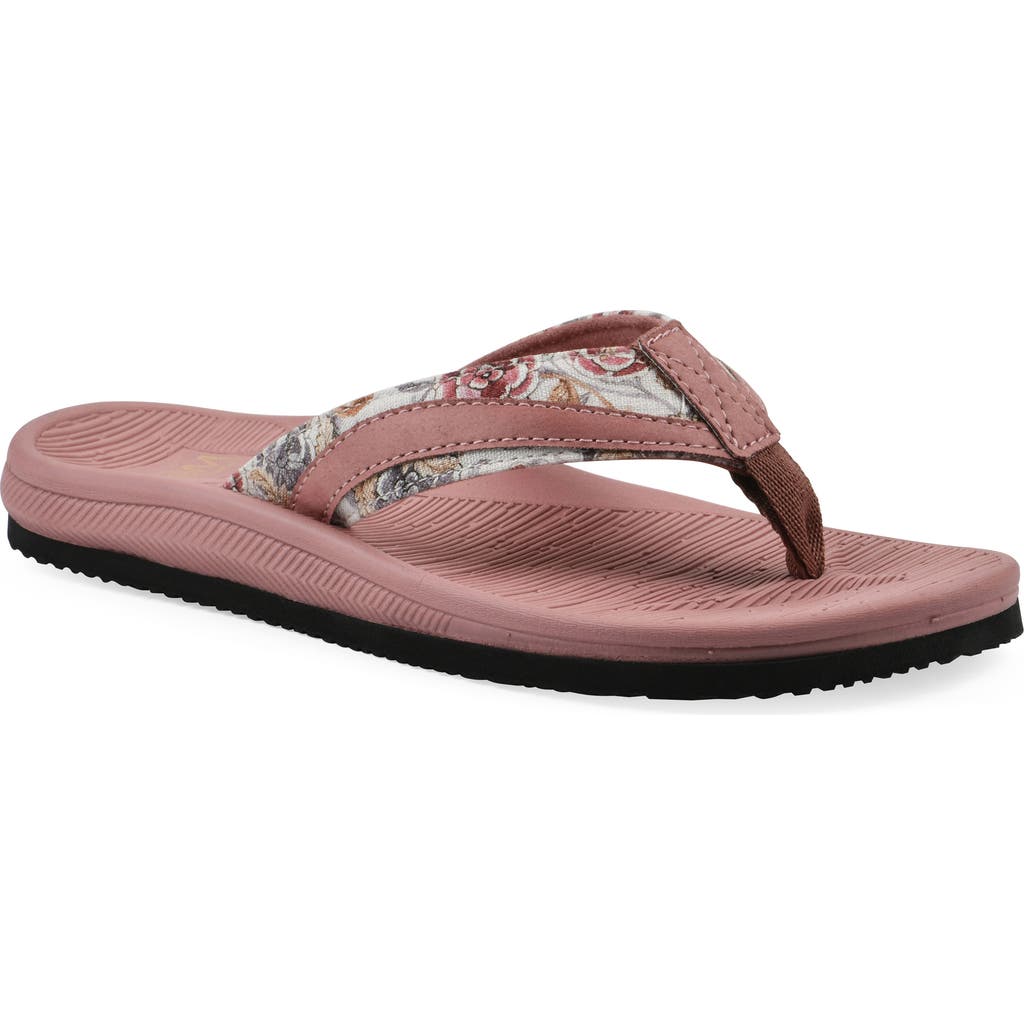 Cliffs By White Mountain Bays Flip Flop Sandal In Blush Floral Print
