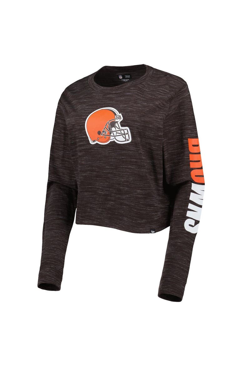 Women's New Era Brown Cleveland Browns Crop Long Sleeve T-Shirt, Alternate, color, Brown