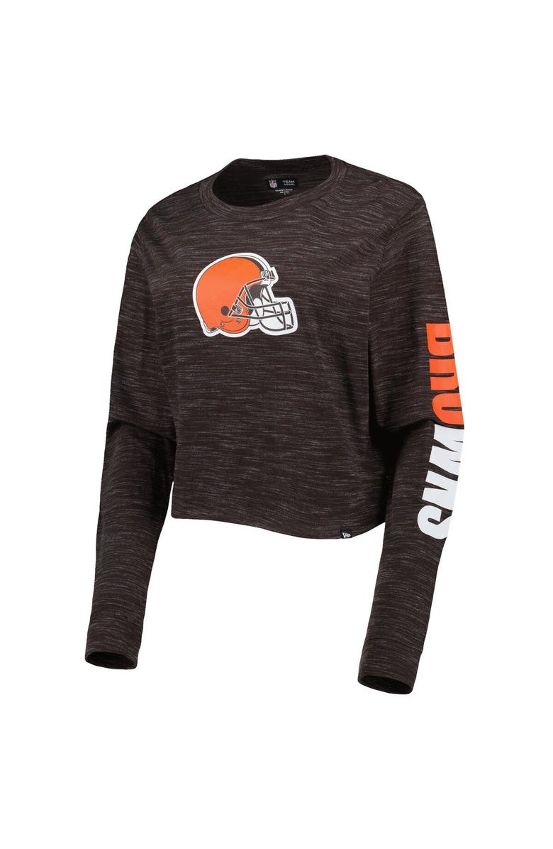 New Era Women's New Era Brown Cleveland Browns Crop Long Sleeve T-Shirt, Alternate, color, Brown