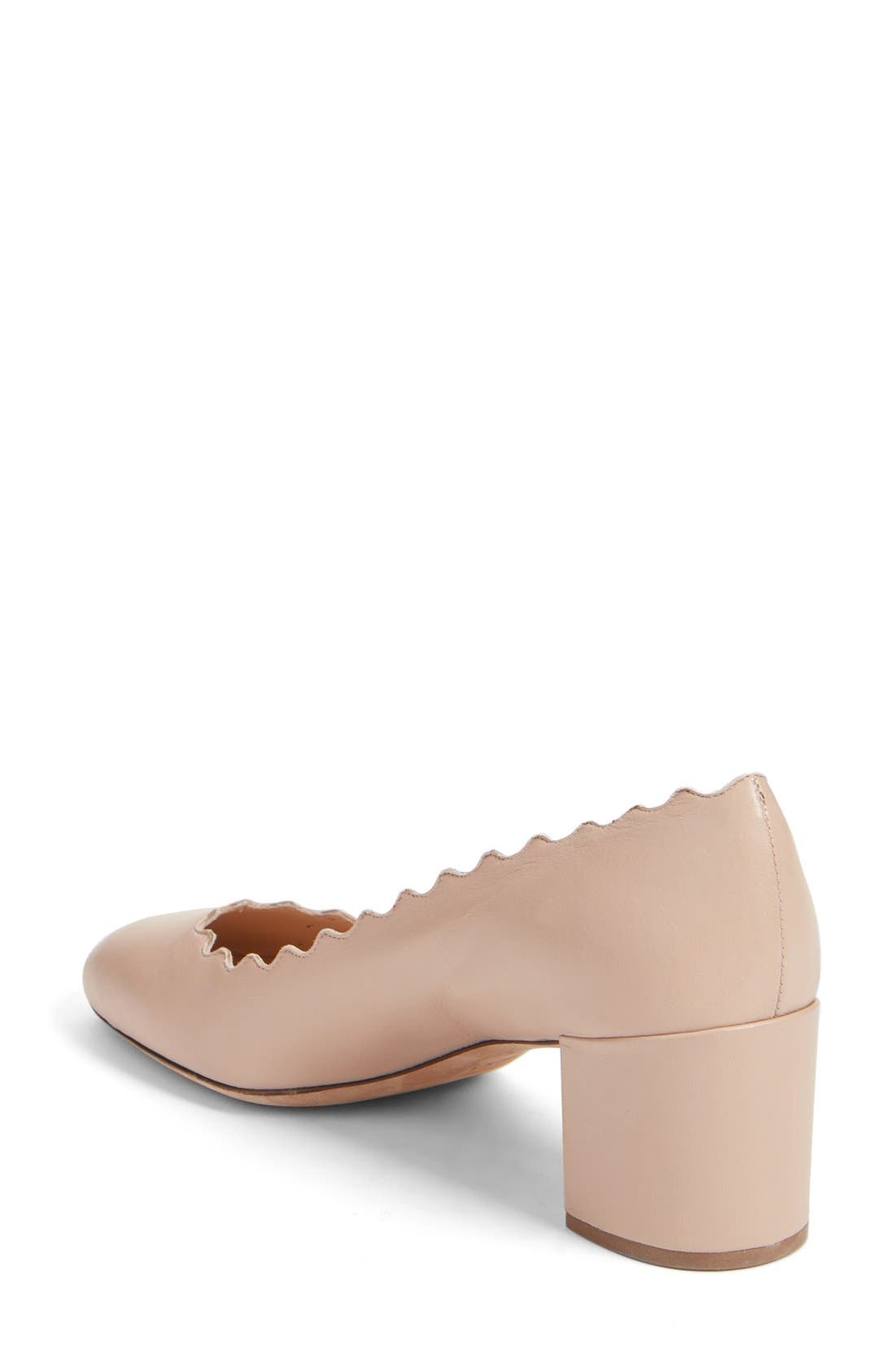 Chloé Lauren Scalloped Pump, Alternate, color, Pink Tea Leather