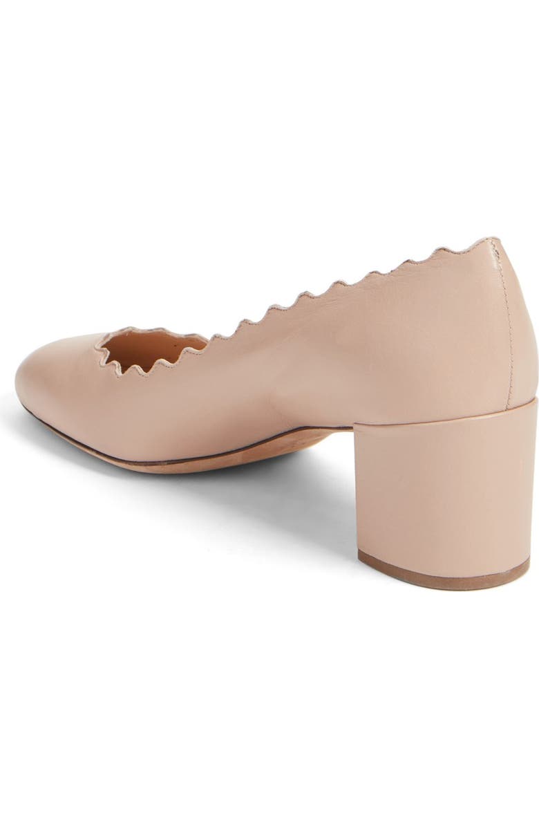 Chloé Lauren Scalloped Pump, Alternate, color, Pink Tea Leather