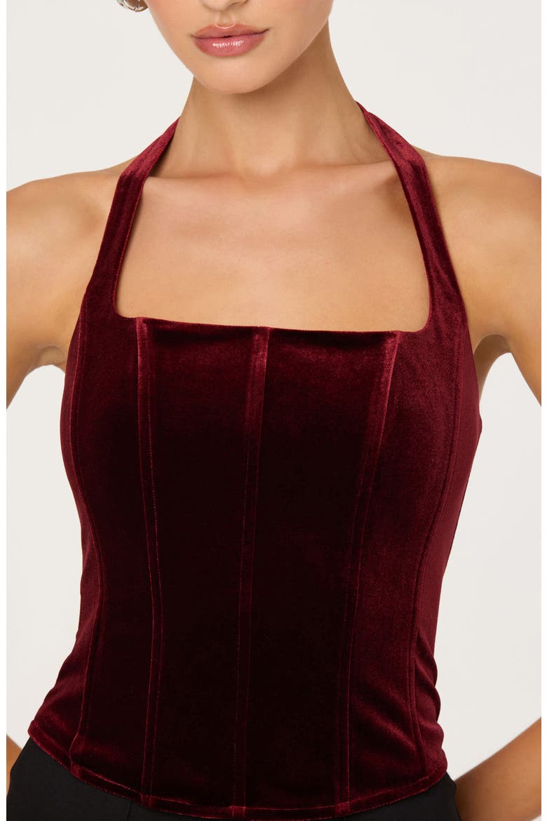 Jacy Velvet Halter Top, Alternate, color, WINE