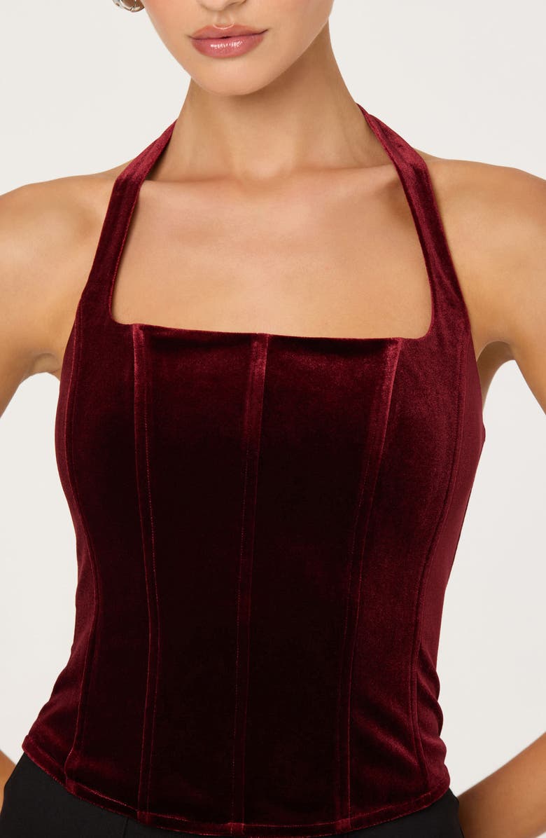 ASTR the Label Jacy Velvet Halter Top, Alternate, color, Wine