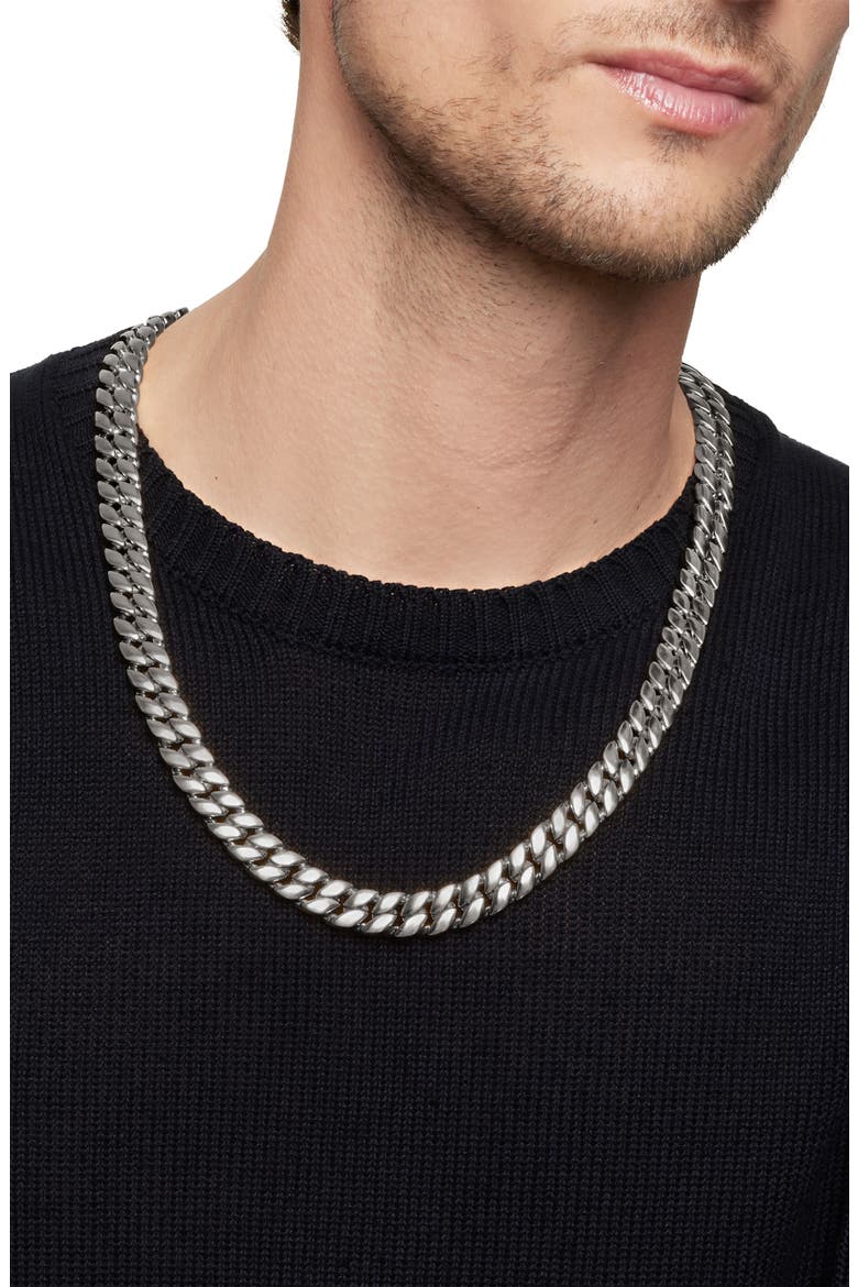 Men's Curb Chain Necklace in Sterling Silver, 11.5mm, Alternate, color, SILVER