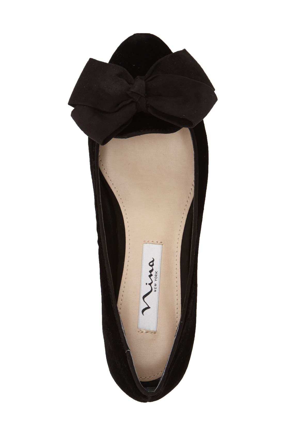'Wisdom' Embroidered Bow Flat, Alternate, color, BLACK VELVET