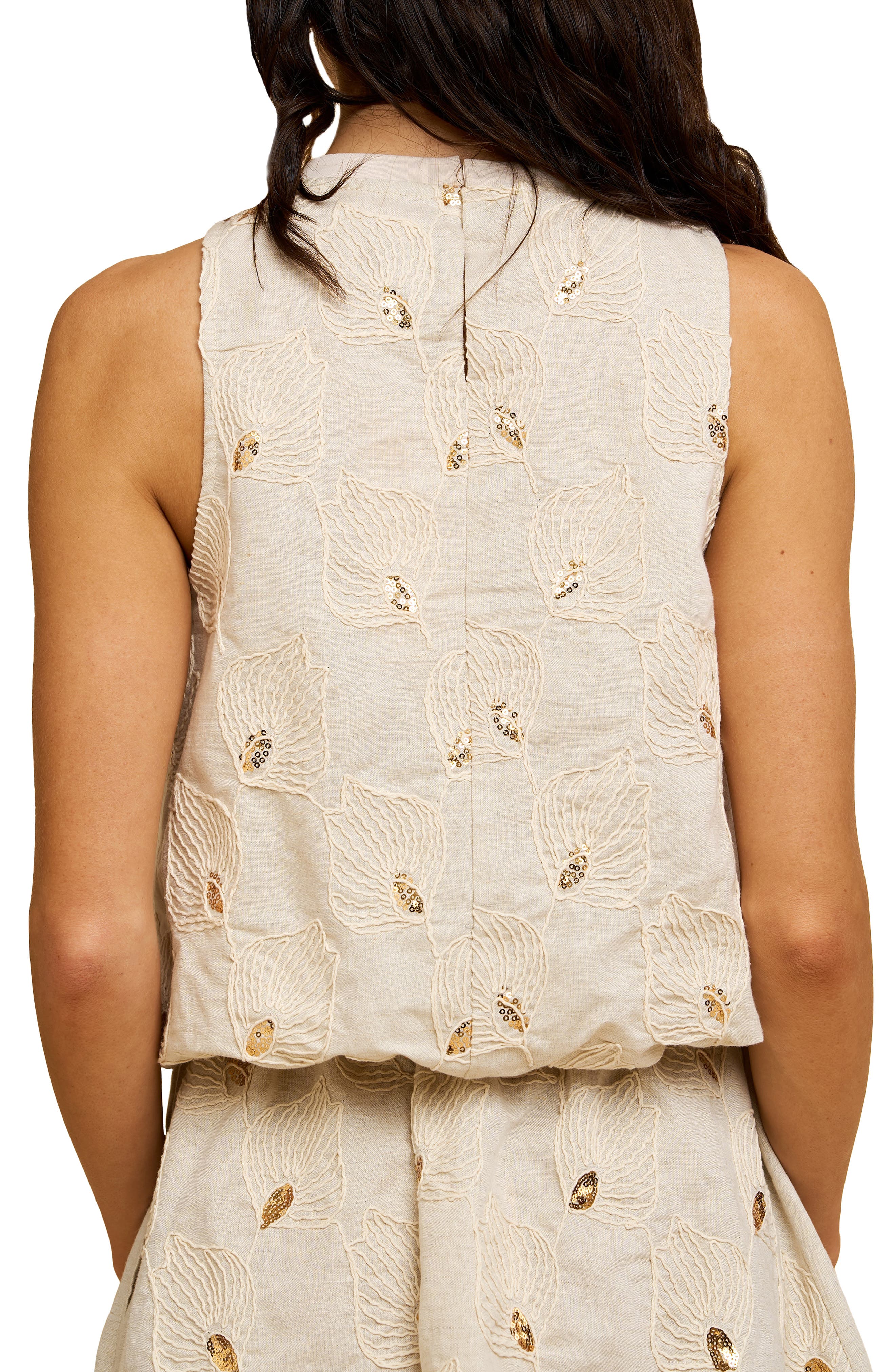 Denisa Bubble Hem Linen Blend Tank - image 2