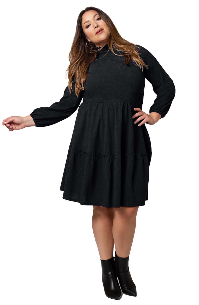 Leota Olive Mock Neck Long Sleeve Dress, Alternate, color, 