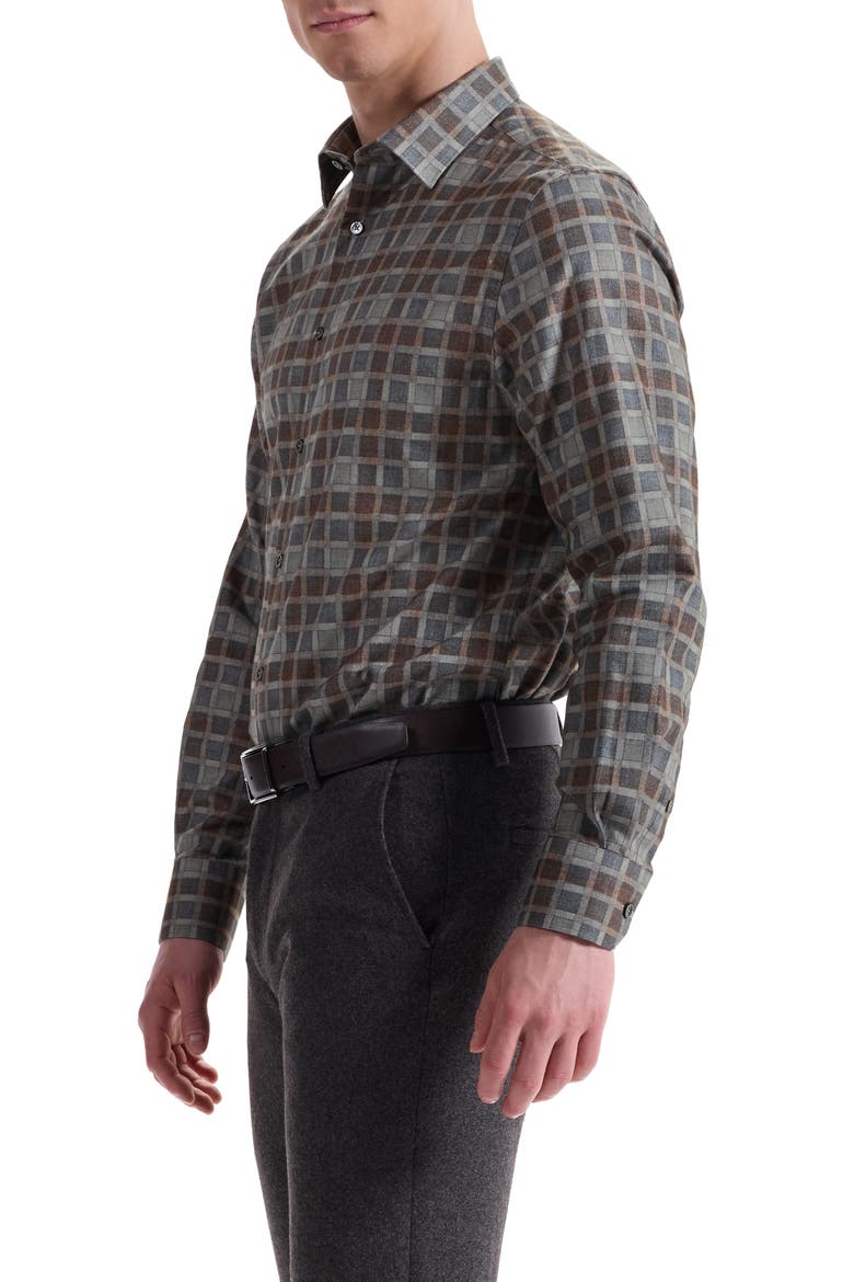 Julian Shaped Fit Check Cotton Button-Up Shirt, Alternate, color, SIENNA