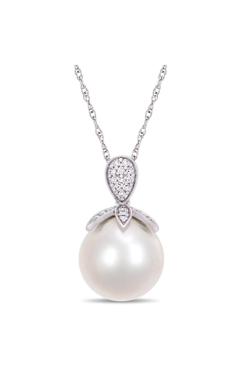 Julianna B. Cultured Pearl & Diamond Pendant Necklace 10k, Main, color, 10K White Gold