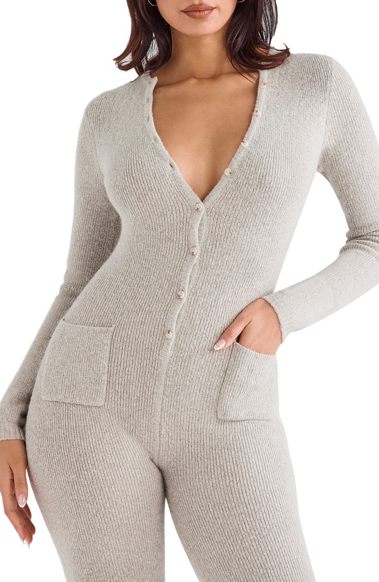 HOUSE OF CB Tiggy Ribbed Lounge Jumpsuit, Alternate, color, 