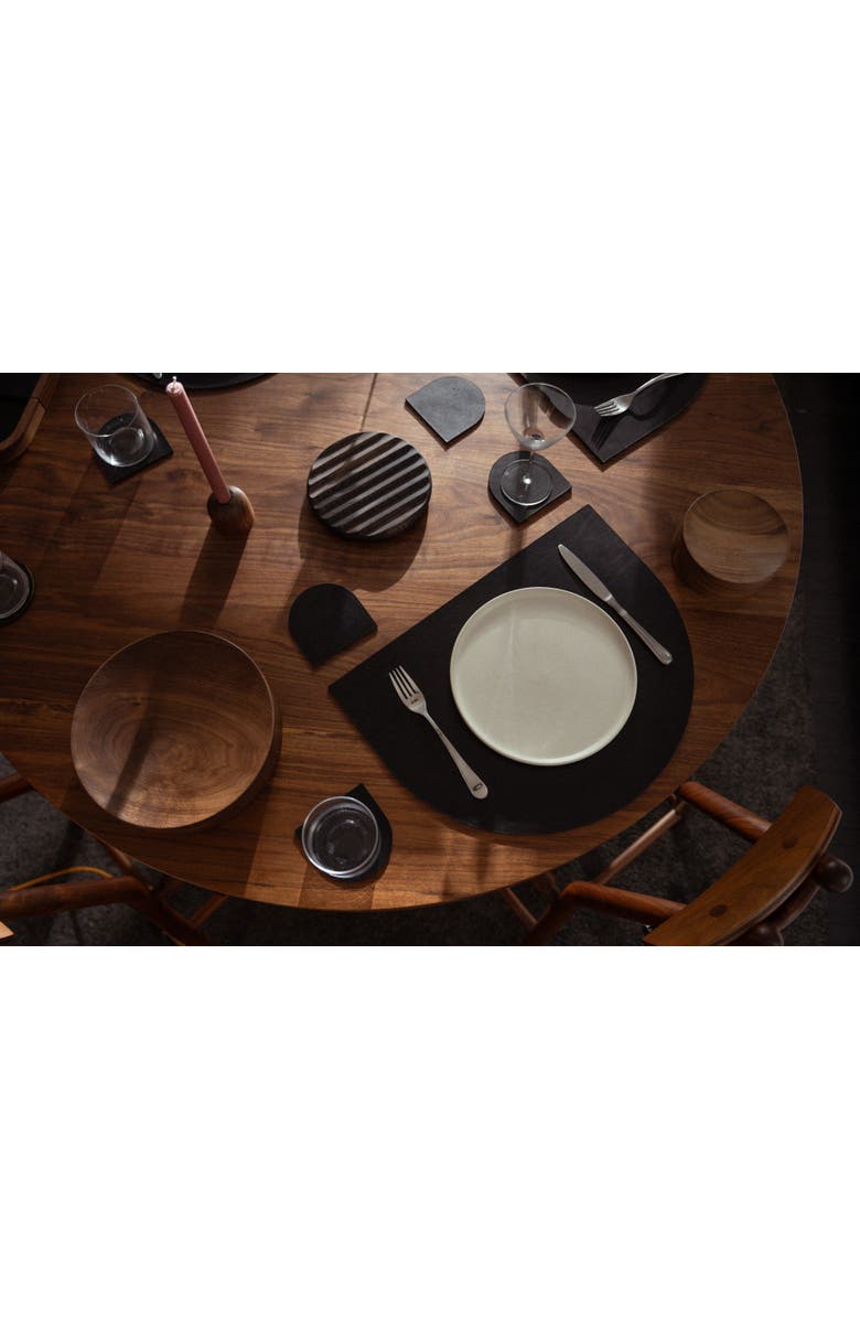 Pare Arch Placemat Pair, Alternate, color, Black Leather