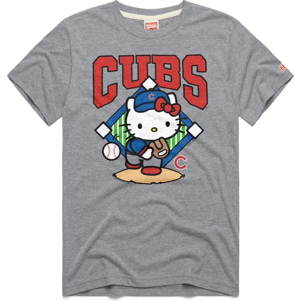 Homage Unisex Gray Chicago Cubs Hello Kitty Tri-blend T-shirt