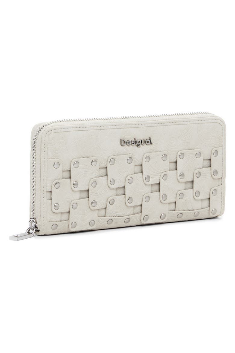 Embossed Faux Leather Long Wallet, Alternate, color, LIGHT GRAY