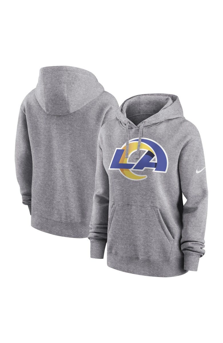 Nike Women's Nike Heather Gray Los Angeles Rams Team Logo Club Fleece Pullover Hoodie, Main, color, Heather Gray