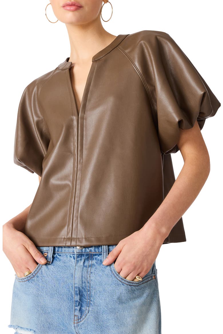 Cecila Faux Leather Top, Main, color, COCO