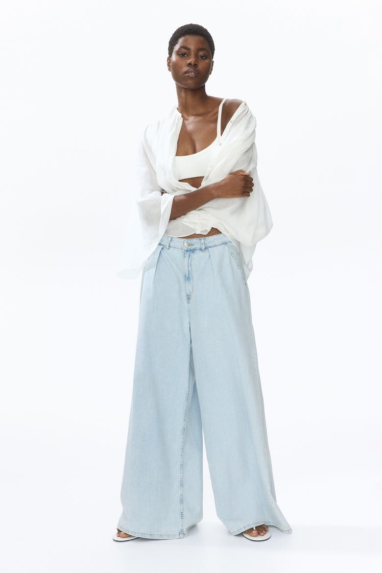 Extra-wide Regular-waist Jeans, Main, color, Light denim blue