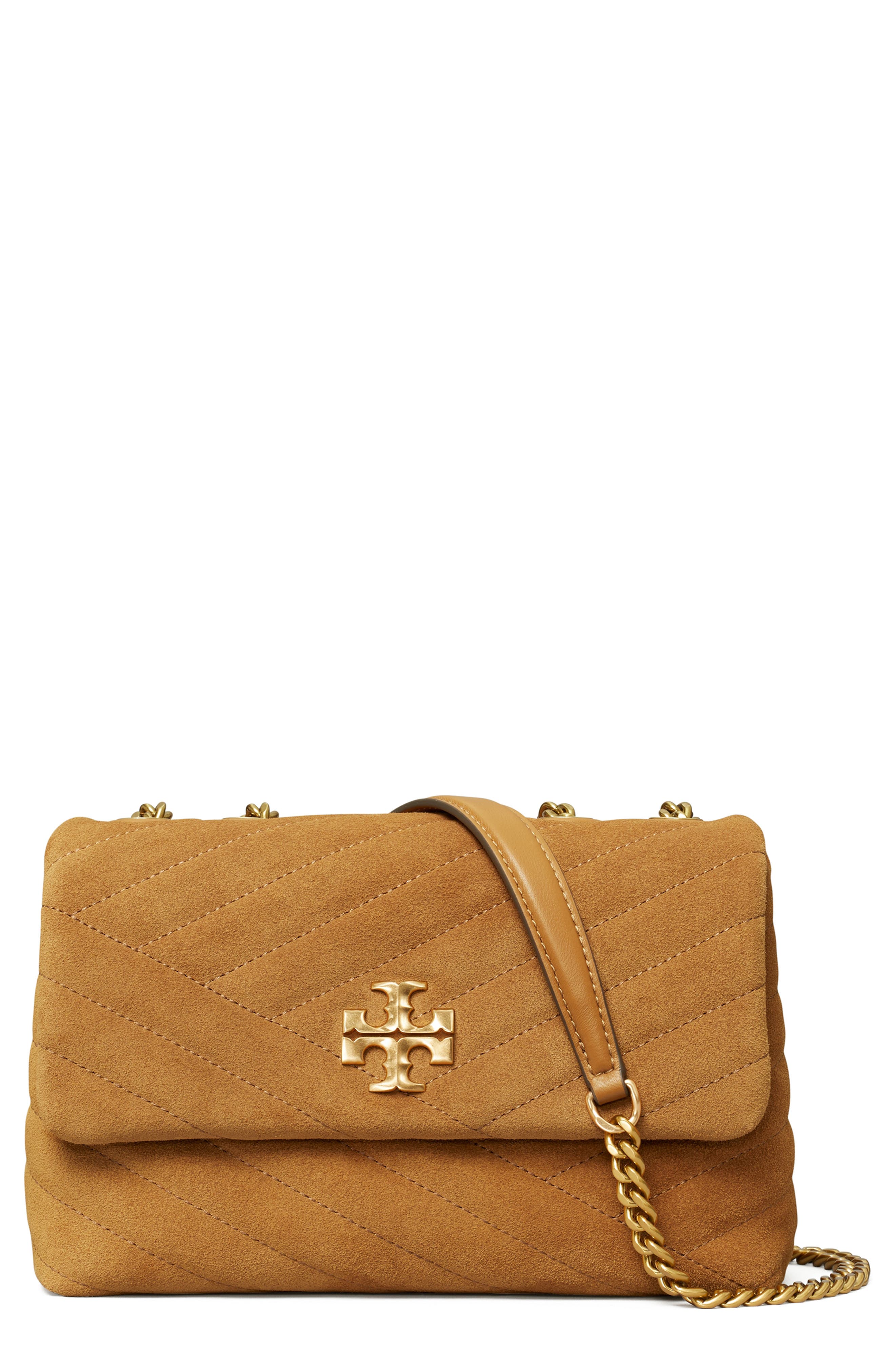 Tory Burch Small Kira Moto Quilted Suede Convertible Shoulder Bag, Main, color, 