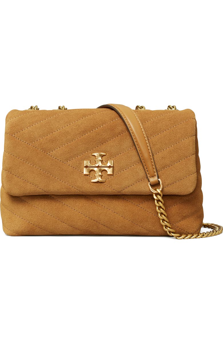 Tory Burch Small Kira Moto Quilted Suede Convertible Shoulder Bag, Main, color,