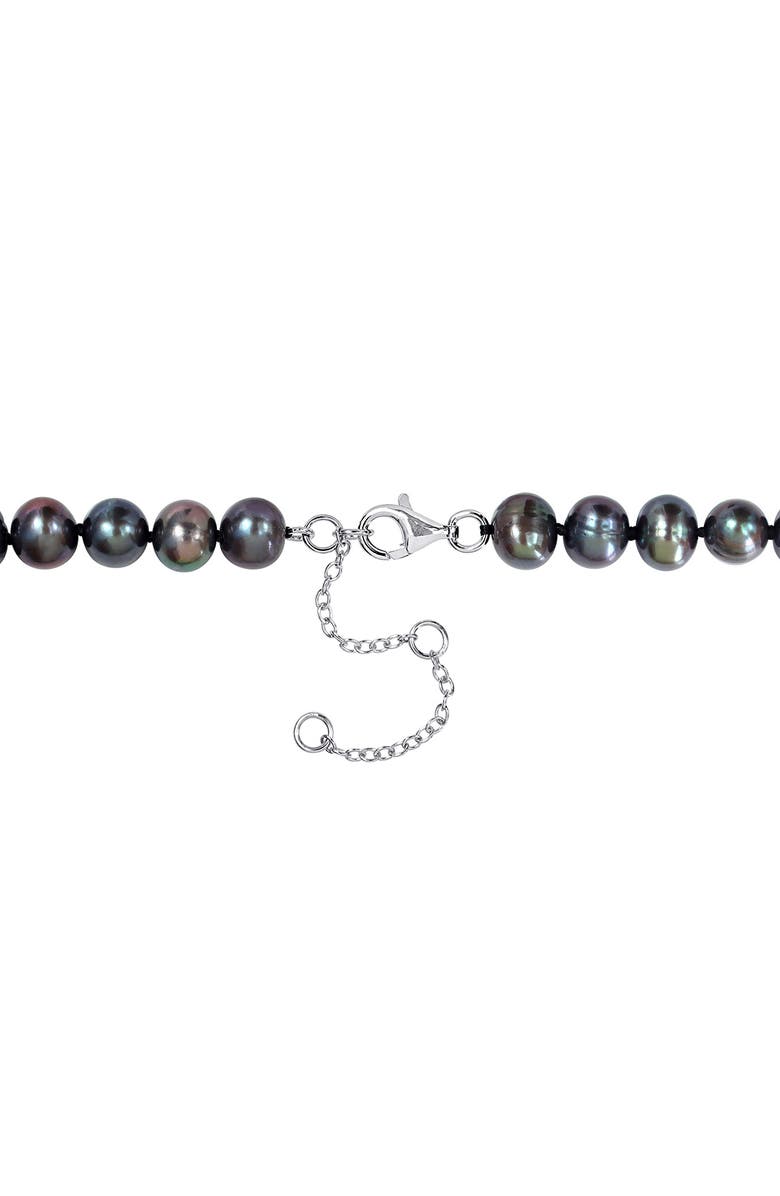 DELMAR Men's Cultured Freshwater Pearl Anchor Pendant Necklace, Alternate, color, Black