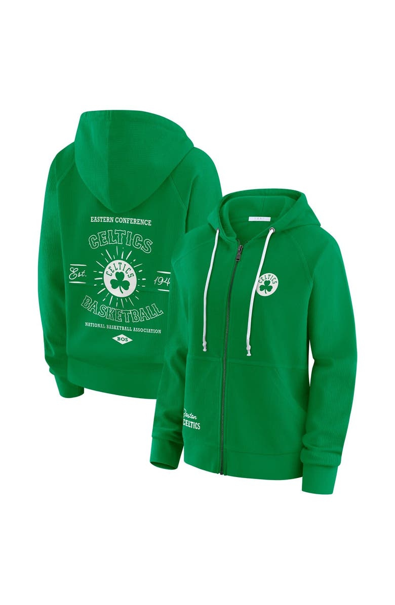 WEAR by Erin Andrews Women's WEAR by Erin Andrews Green Boston Celtics Vintage Full-Zip Raglan Hoodie, Main, color, Green