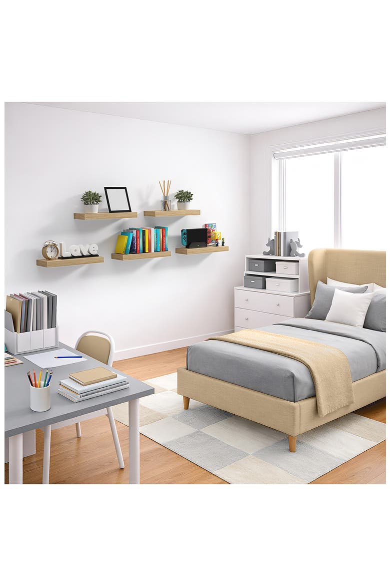 Set of 2 16-Inch Rectangular Floating Shelves, Alternate, color, MAPLE