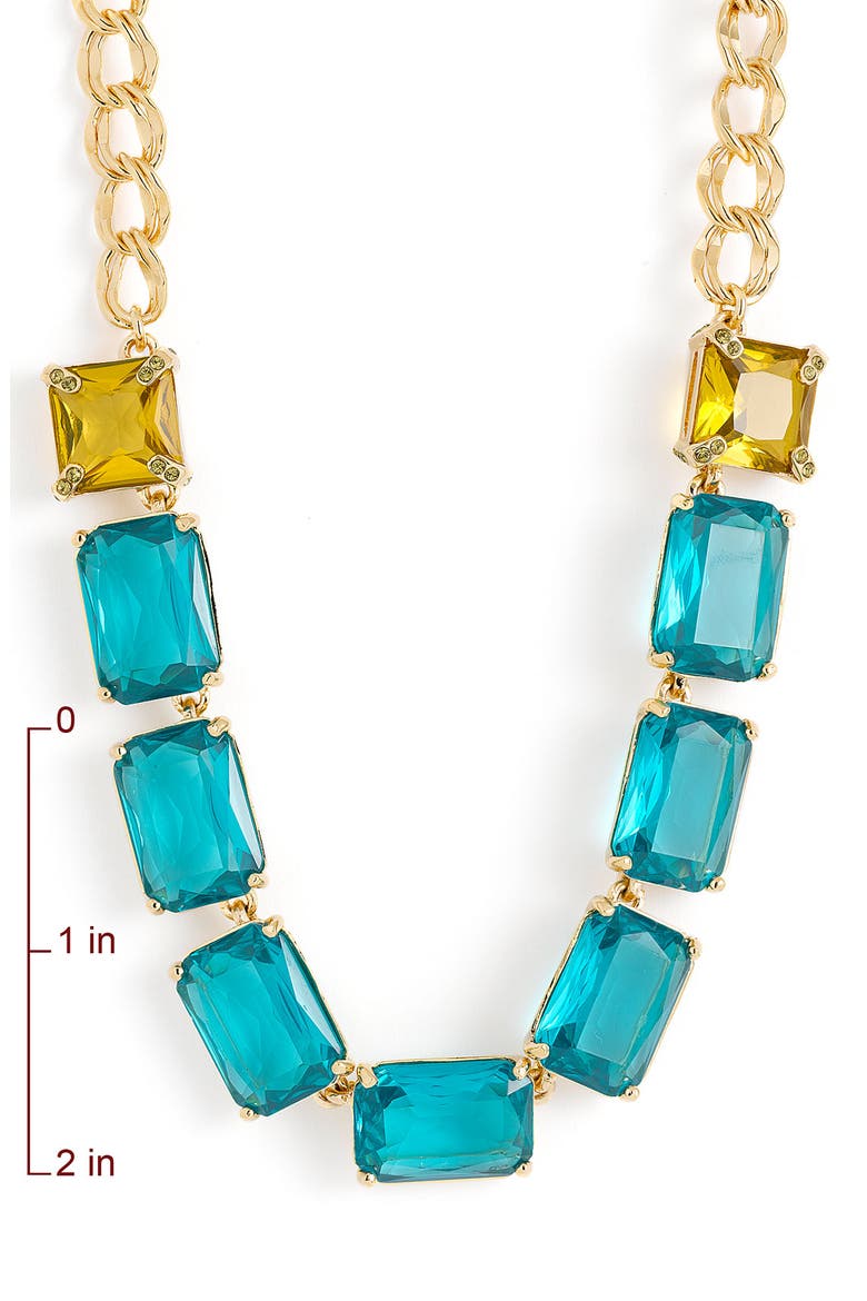 emerald cut short necklace, Alternate, color, AQUA/ CITRON