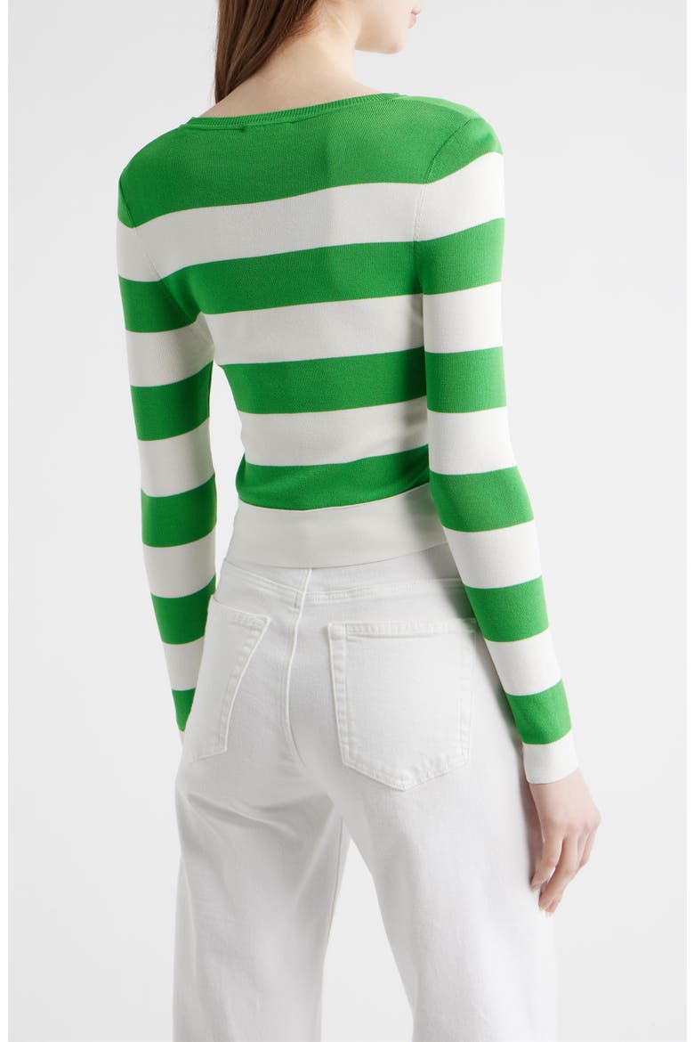 Gia Stripe Tie Side Crop Cotton Blend Top, Alternate, color, GREEN/ WHITE