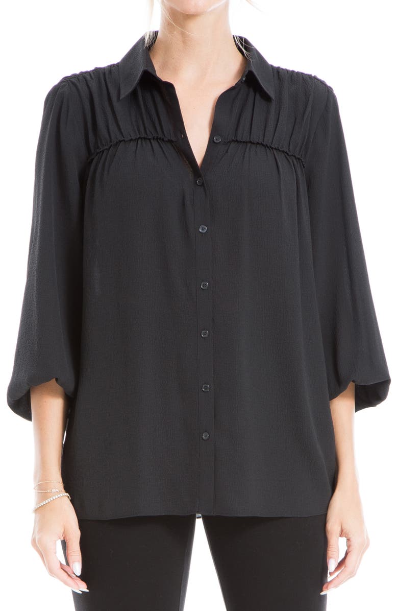 MAX STUDIO Gathered Yoke Button Front Blouse, Main, color,