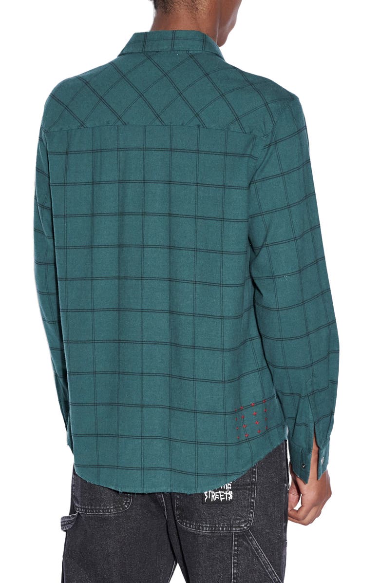 Ksubi Paradox Button-Up Flannel Shirt, Alternate, color, Khaki Fade