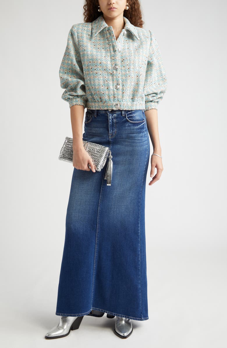 L'AGENCE Kailani Mermaid Denim Maxi Skirt, Main, color, 