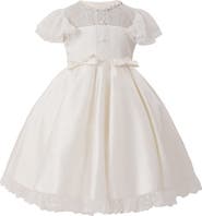 Tulleen Lace-Trim Puff Sleeve Dress