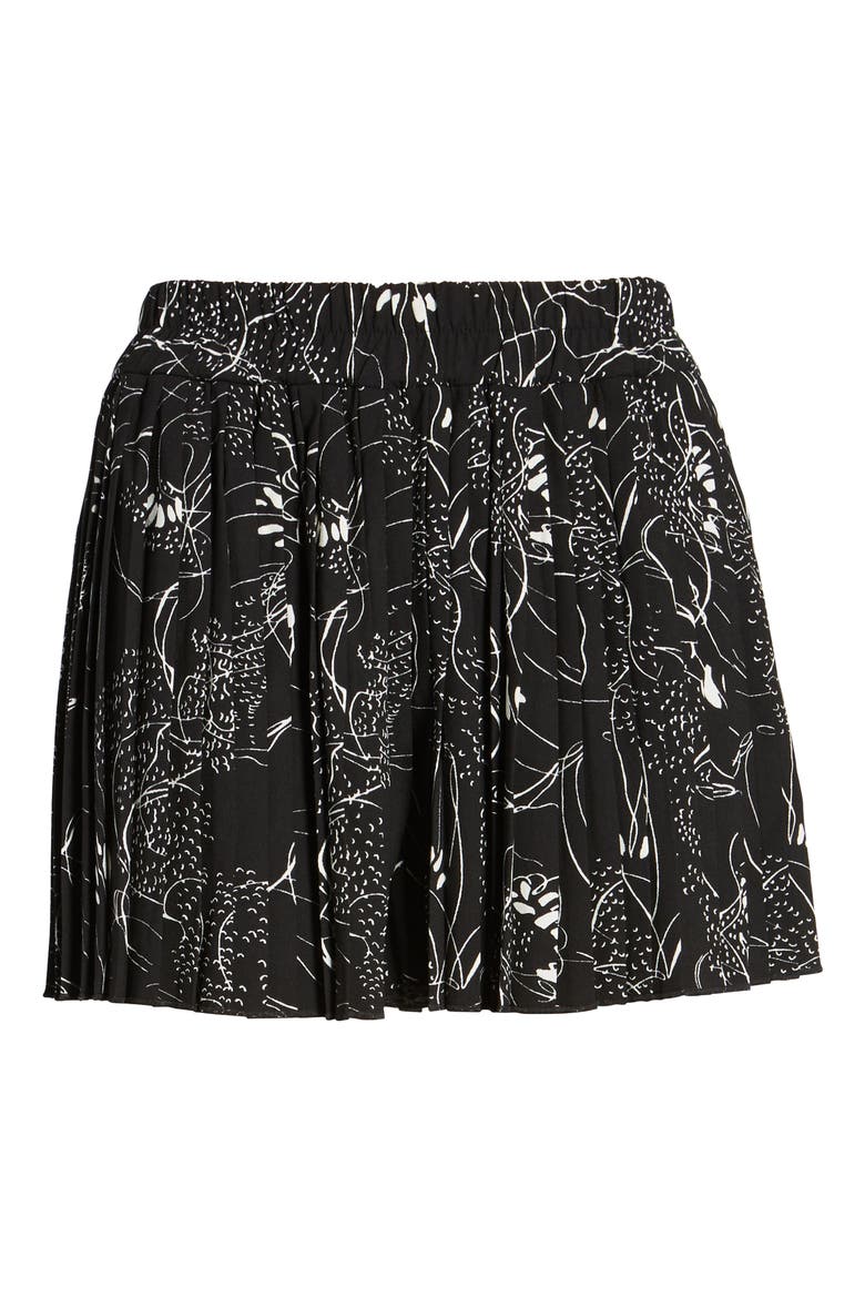 High Waist Pleat Shorts, Alternate, color, BLACK SKETCH FLORAL
