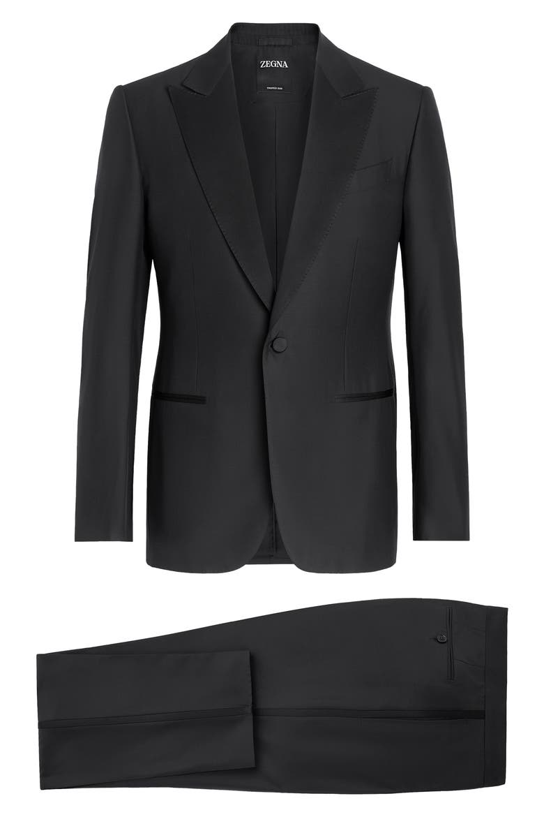 Trofeo 600 Wool & Silk Tuxedo, Alternate, color, BLACK